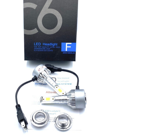 Комплект LED ламп COB C6 H7 головного світла з вентилятором дальнє світло 12v 6000K 36W HeadLight (C6 H7)